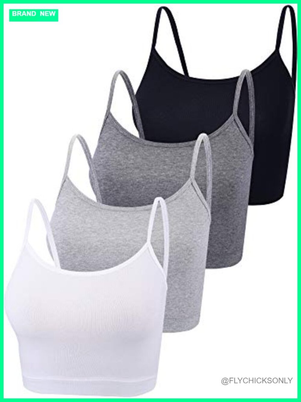 4 Pack Women's Cropped Cami Scoop Neck Spaghetti Strap Tank Top